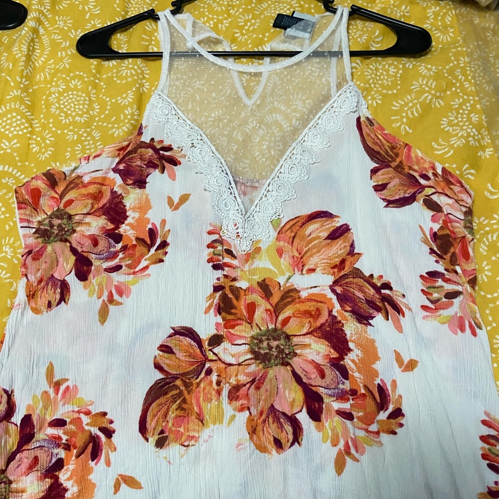 White and floral tank top